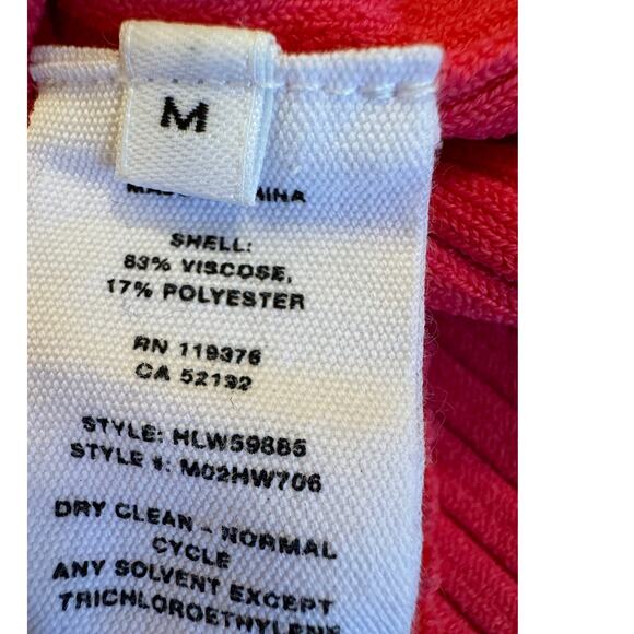 Helmut Lang Hot Pink Ribbed Knit Collared Mini Dress M Long Sleeve Bodycon Sexy - Picture 3 of 9